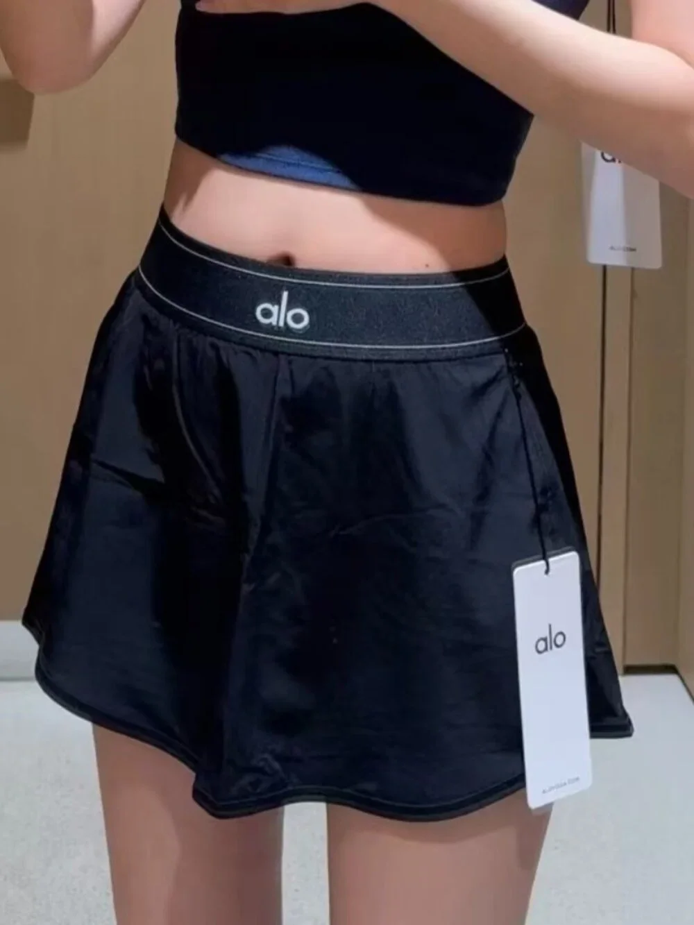 🤹‍♀️ALO NWT Match Point Black Mini Tennis Skirt🏌️Sporty Everyday Style